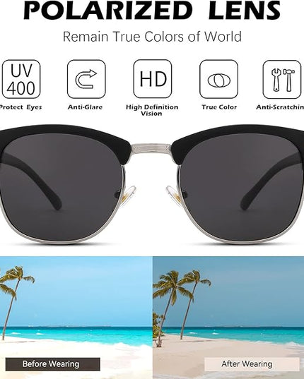 Pro Acme Semi-Rimless Polarized Sunglasses UV 400 Protection for Women Men