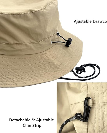 woogwin Waterproof Bucket Rain Hat with Chin Strap Quick Dry Packable Boonie Sun Hat Safari Hat UV Protection
