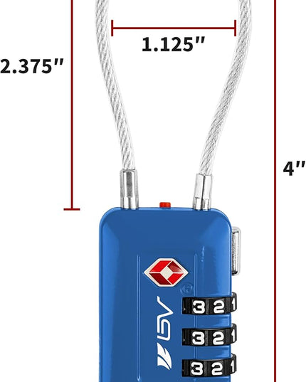 TSA Accpeted Luggage Travel Lock, Set-Your-Own Combination Lock for School Gym Locker, Luggage Suitcase Baggage Locks, Filing Cabinets, Toolbox, Case (Blue, 4 Pack)