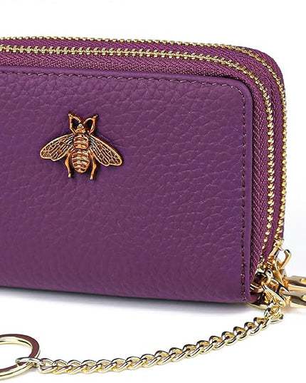 imeetu RFID Credit Card Holder, Small Leather Zipper Card Case Wallet for Women