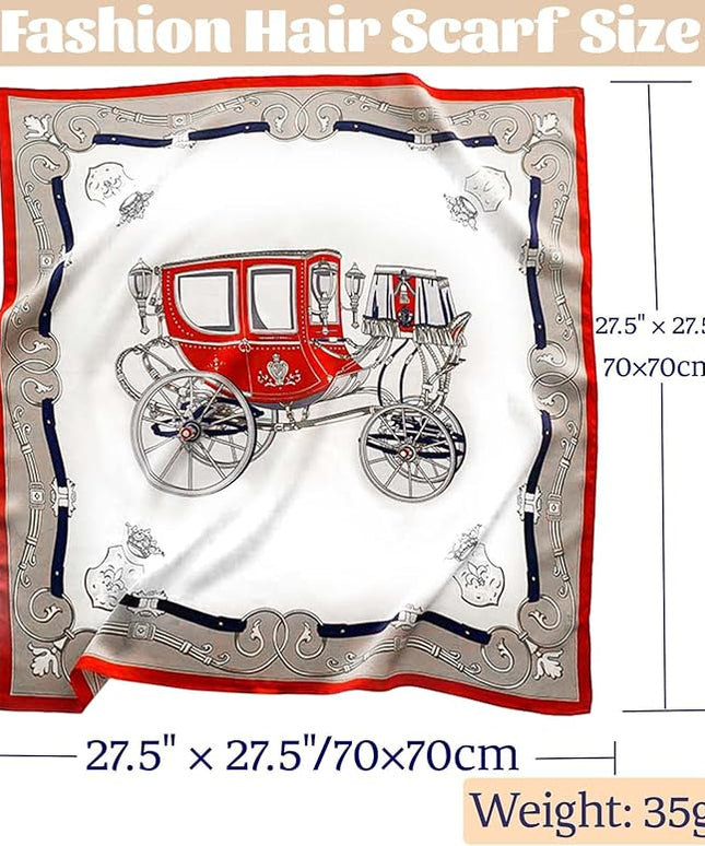 kcctoo 27.5" Mulberry Silk Feeling Head Scarf Women's Fashion Square Neck Satin Scarfs for Bag Hair Scarves Gift