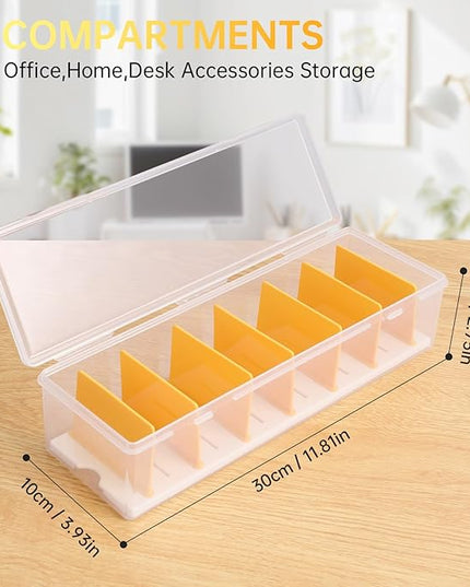 Clear Cable Organizer Box with Lid, Plastic Charger Cable Cord Storage Organizer, Office Desk Organizers, Multifunctional Accessories Storage for Home Drawer Office, Stackable, Clear