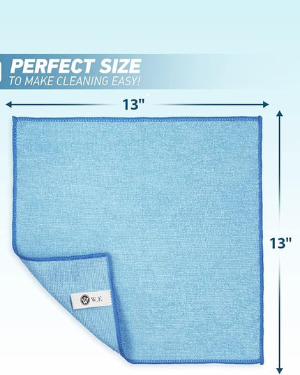 Microfiber Cleaning Cloth-24Pcs (13x13 inch) Ultra Soft Highly Absorbent Rags for Housekeeping-Machine Wash (Blue)