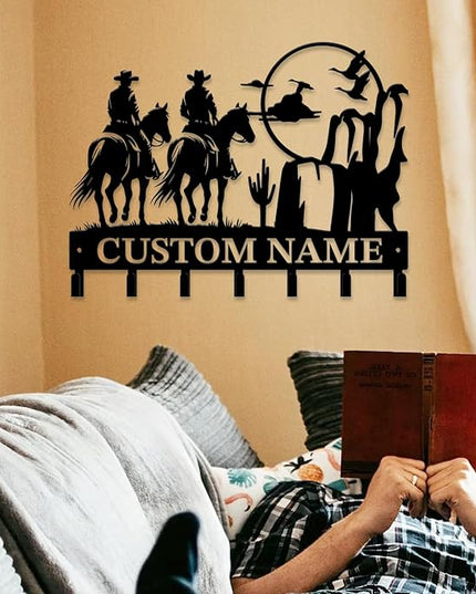 peanut case Personalized Farm Horse Keys Hooks,Custom Name Metal Cowboy Horse Art Keys Hooks,Metal Horse Lover Wall Home Storage Decorative Keys Hooks,Key Holder Hooks for Wall (Style F)