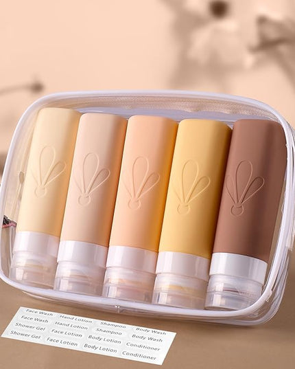 INSFIT Travel Bottles for Toiletries, TSA Approved 3oz Travel Size Toiletries, BPA Free Leak Proof Squeezable Silicone Tubes Travel Essentials for Shampoo Conditioner Lotion Soap
