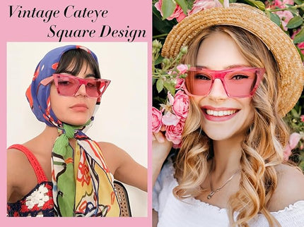 FEISEDY Vintage Square Cat Eye Sunglasses Women Trendy Cateye Sunglasses B2473