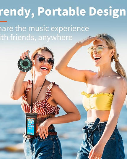 HEYSONG Bluetooth Shower Speaker + Waterproof Phone Pouch – Rugged & Ready for Any Wet Adventure