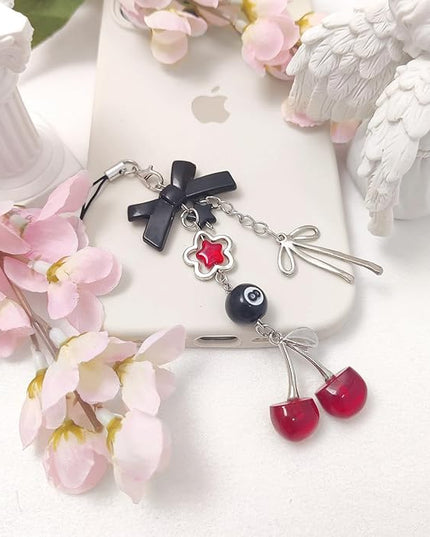 1-4PCS Cute Phone Charms Aesthetic Y2K Cell Phone Charms Strap Pink Strawberry Butterfly Star PhoneCharm Y2K Accessories for Bag Keychain Airpods Camera Pendants Decor