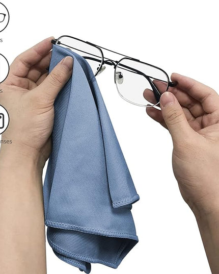 6 Pack Microfiber Glass Cleaning Cloth, 16 Inch X 16 Inch, Lint Free Quickly Clean Window, Glasses, Windshields, Mirrors, and Stainless Steel, Dark Blue