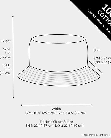 The Hat Depot Bucket Hat - Unisex 100% Cotton & Denim UPF 50 Packable Summer Travel Beach Sun Hat
