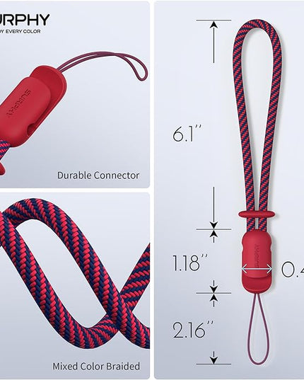 SURPHY 2 Pack Phone Lanyard for Cellphone Case, Phone Wrist Strap for Case, Cellphone Strap with 2-Color Braided, Charm Wrist Lanyard for Women and Men, Red & Gray