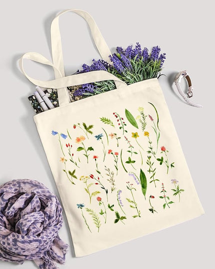 AUSVKAI Canvas Tote Bag Aesthetic for Women, Cute Reusable Cloth Cotton Bags for College Shopping Beach Grocery Trendy Gifts