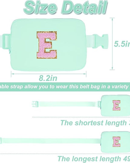 Uygafly Belt Bag Fanny Pack Crossbody Bags with Initials Letter Patch Cute Stuff Birthday Gifts for Teenager Girls Trendy Stuff for Teens | Light Green,E