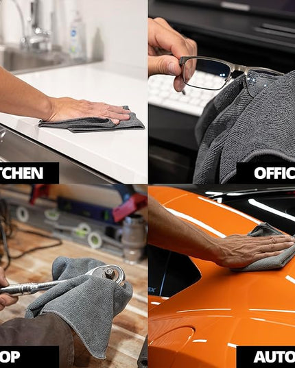 CERAKOTE Microfiber Towels (12 Pack) - Cleaning and Application Towels Durable Microfiber Material - 300 GSM Lint-Free Towel - Ideal for Cars, Home, Shop and Office Cleaning