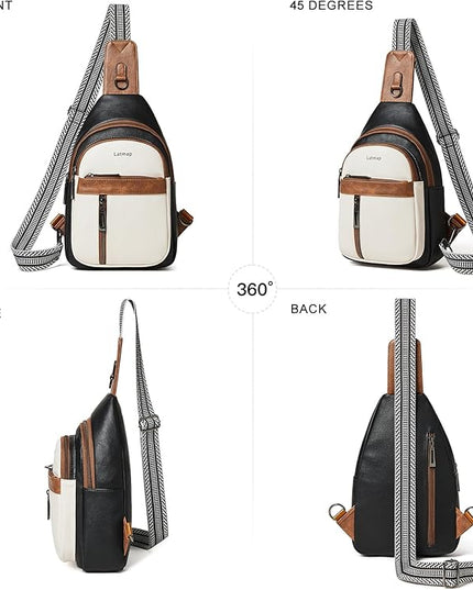 7L Sling Bag For Women Men Backpack Fanny Pack Crossbody Chest Travel Shoulder Belt Bags Purse Handbag PU Leather