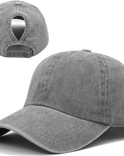 YeeHeen Ponytail Baseball Cap for Women High Messy Bun Caps Washed Cotton Hats