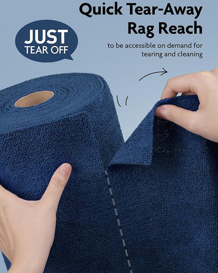 Fantasticlean Microfiber Cleaning Cloth Roll -75 Pack, Tear Away Microfiber Towels, 12" x 12", Reusable, Washable, Scratch Free, Ultra Absorbent for All-Around Cleaning Supplies (Navy Blue)