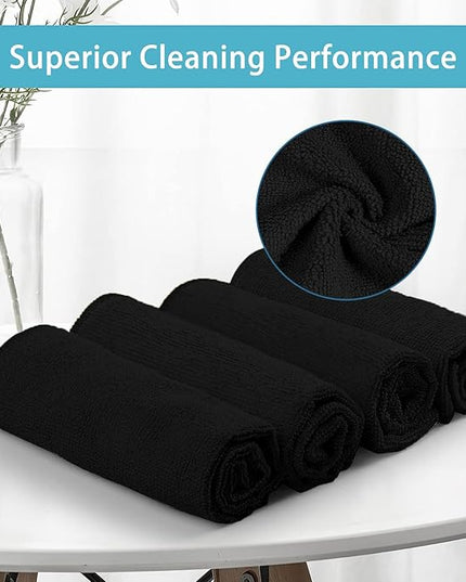 HOMEXCEL Black Microfiber Cleaning Cloth, 50 Pack Cleaning Towels for Kitchen, Lint Free, Scratch-Free, Highly Absorbent, and Reusable Cleaning Rags for House, Window and Glass, Cars, 11.5 X11.5 inch