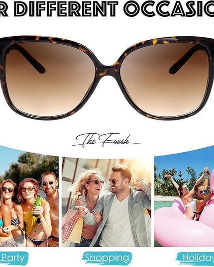 The Fresh Women's Oversized Square Jackie O Cat Eye Hybrid Butterfly Fashion Sunglasses - Exquisite Packaging