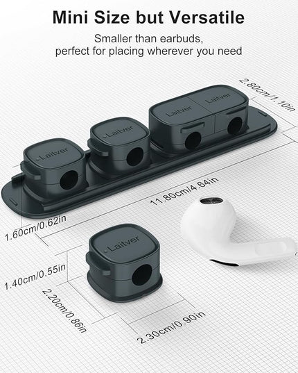 6 Pack Magnetic Cable Clips [1s Open/Lock], Laitver Cord Organizer Holder Strong Adhesive Desk Cable Management- Organize Charging Cords Neatly for Home, Office, Car,Desk, Nightstand-Sea Blue