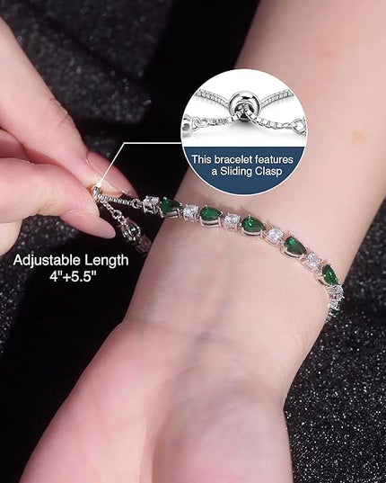 FANCIME Shine of Tears Birthstone Tennis bolo Bracelets Sterling Silver Tennis Bracelets Charm Fine Jewelry Birthday Gifts for Women Mom