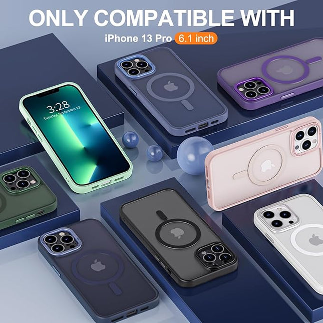Hython Case for iPhone 13 Pro Case Magnetic Translucent Matte Phone Cases 6.1" [Compatible with MagSafe] Thin Slim Fit Shockproof Bumper Hard Protective Cover for Women Men Girls, Light Blue