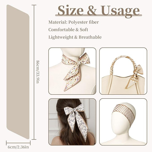 4 Pack Purse Scarf Handbags Skinny Twill Hair Scarves Narrow Neck Scarf Band Women Fashion Accessories Bag Charms