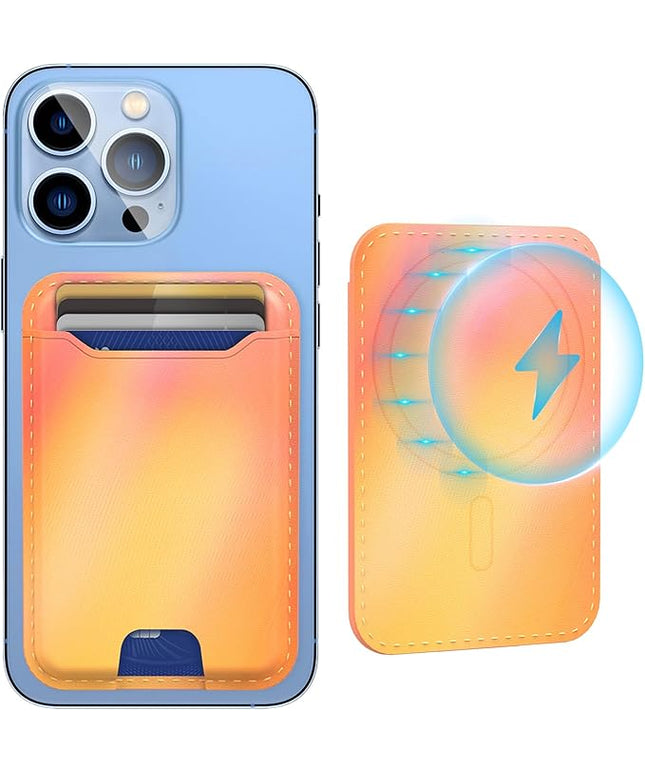 TopMade Magnetic Wallet for iPhone 16/15/14/13/12 Series, Faux Leather, Rainbow, RFID Blocking, 4.4lbs Magnetic Force, Holds 4 Cards, Compatible with Official Magsafe Cases