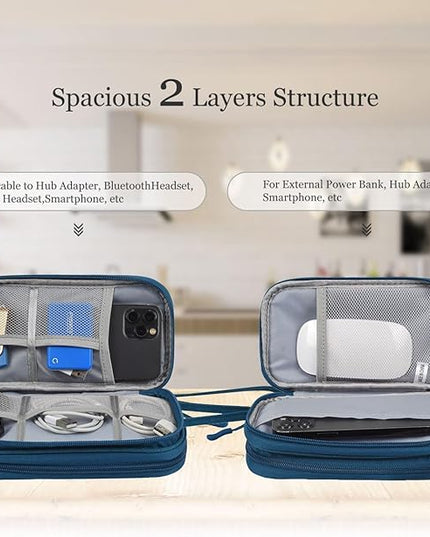 Electronic Organizer Travel Cable Accessories Bag, Waterproof Electronic Organizer Case, Accessories Organizer Bag for Power Bank, Charging Cords, Chargers, USB Cable, Earphones (Dark Green)