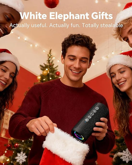 Ortizan Portable Bluetooth Speaker: IPX7 Waterproof, Wireless, Big Sound, Deep Bass, Dual Pairing, 30H Playtime, Valentines Day Gifts for Him, Birthday Gifts for Men Women, Adult White Elephant Gifts