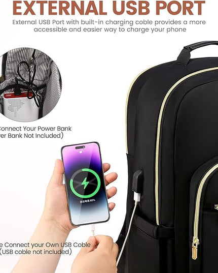 LOVEVOOK Laptop Backpack for Women 15.6 inch,Cute Womens Travel Backpack Purse,Professional Laptop Computer Bag,Waterproof Work Business College Teacher Bags Carry on Backpack with USB Port,Black-2