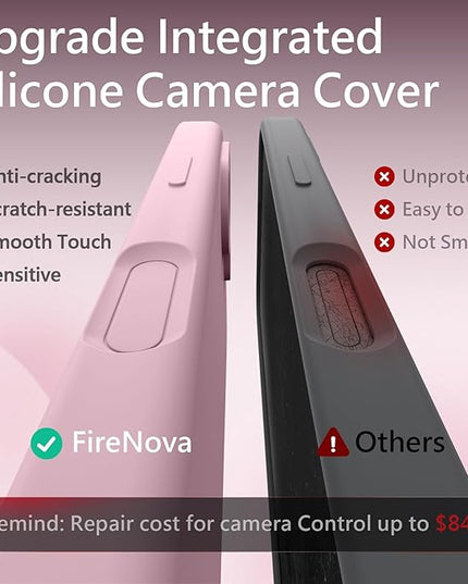 FireNova Magnetic for iPhone 17 Case, Compatible with MagSafe, [Integrated Silicone Camera Control Button] [Camera Protection] Anti-Scratch Microfiber Lining Phone Case, 6.3", Chalk Pink