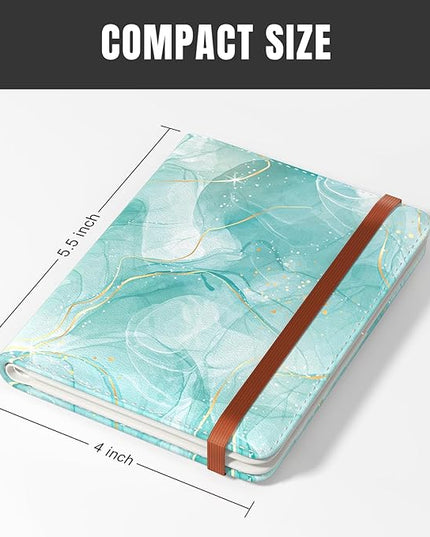 Rimilak Passport Holder, RFID Blocking Passport Cover Wallet Travel Essentials, Leather Travel Air Ticket Documents Organizer Protector for Women and Men, Green Marble