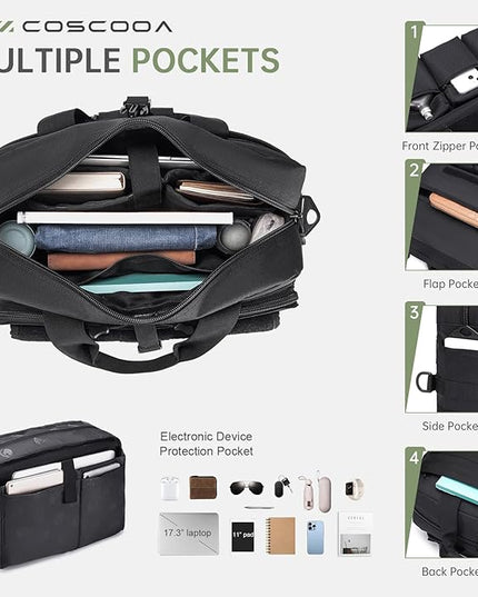 Large Tactical Laptop Bag for Men, Military 17.3 Inch Computer Bag Briefcase with Passport Wallet, Carry on Messenger Bag