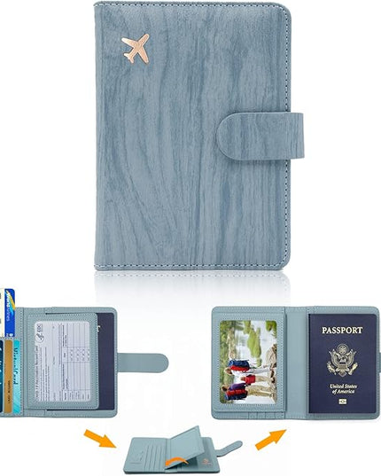 Melsbrinna Rfid Passport Holder for Travel women/Men, Cute Passport Wallet Rfid Blocking Card Slots, Rfid Passport Cover/CaseTravel Wallet, Passport Book Holder (1, Blue1)