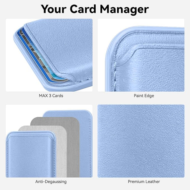 Magnetic Wallet Cell Phone Card Holder for Phone Case with Mag-Safe, Stronger Magnetic RFID Leather Phone Wallet Stick on Series of iPhone 17/16/15/14/13/12 and Pro/Promax, Purple