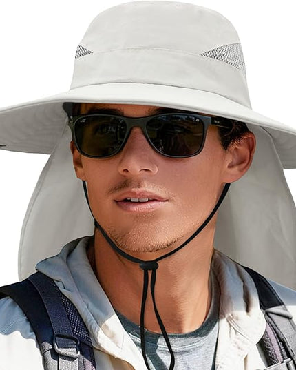 PFFY Sun Bucket Hats for Men Women 3” Wide Brim UPF 50+ Fishing & Beach Hat