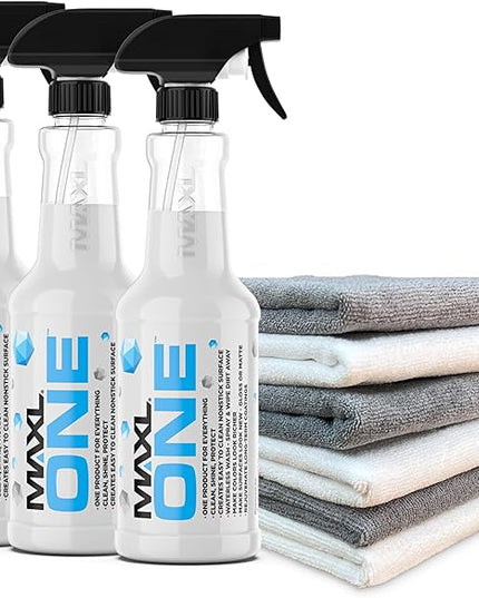 MAXLONE ™ Car Spray with Triphene® Technology, Quick Spray & Wipe All Purpose Waterless Detailer Clean, Shine, Protect Paint, Glass, Wheels, Trim Without Pre-Washing (3, 20oz w 6 Micro Fiber Cloth)