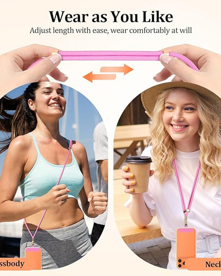 Dadanism Universal Phone Lanyard, Adjustable Cell Phone Lanyard*1, Wrist Strap*1, Tether Tabs*2, Crossbody/Neck/Wrist Strap for for iPhone & Most Smartphones, Pink