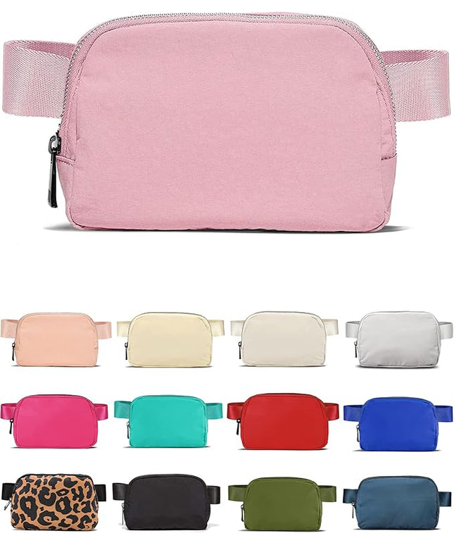 YOSHUYUKI Fanny Pack Crossbody Bag Trendy Waterproof Small Sling Cross Body Purse for Women Men Fashion Waist Packs Mini Belt Pouch Chest Bum Hip Bag Lulu Dupes for Travel Vacation Running Pink
