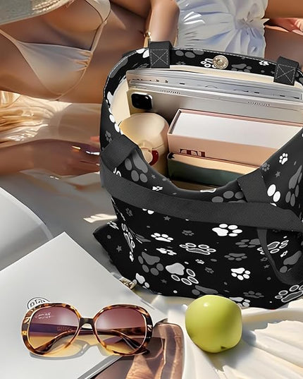 Canvas Tote Bag for Women，Cute Heavy-Duty Shoulder Bag with Zipper Pocket -Travel Tote for Grocery, Gym,Shopping