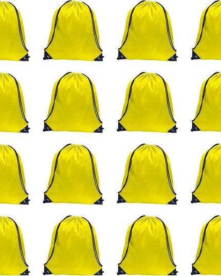 GoodtoU Drawstring Bags, Drawstring Backpack Bulk Nylon Backpack Draw String Back Bag Cinch Sack Drawstring Gym Bag String Backpack for Sport, Traveling, Team (Yellow, 16Pcs)