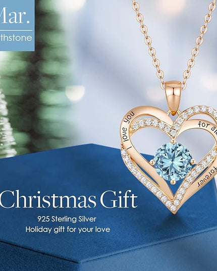 CDE Forever Love Heart Necklaces for Women, Wedding Anniversary, Birthday Mothers Day Christmas Day Gifts for Mom, Mother, Wife, friend, S925 Silver Jewelry with Birthstone Pendant