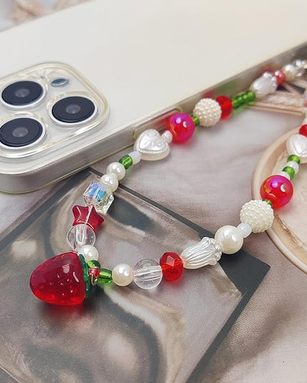 2 Pack Phone Charms, Cute Aesthetic Beaded PhoneCharm Strap Phone Lanyard String PhoneChain Accessories for Bag Keychain Airpods Camera Pendants