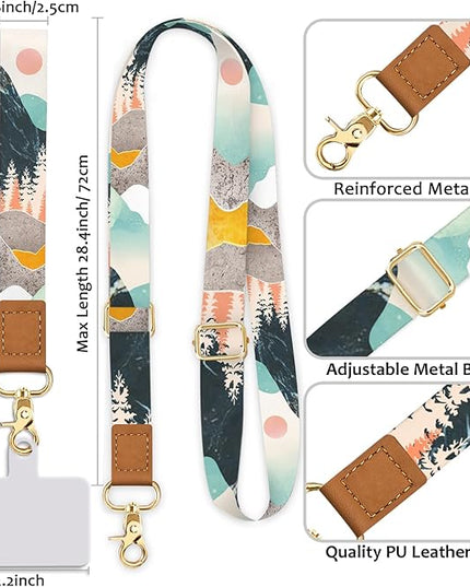 Cell Phone Lanyard Crossbody with Wrist Strap, Sunrise Mountain Phone Lanyards for around the Neck Wristlet Adjustable Strap Sunset for Keys Accessories