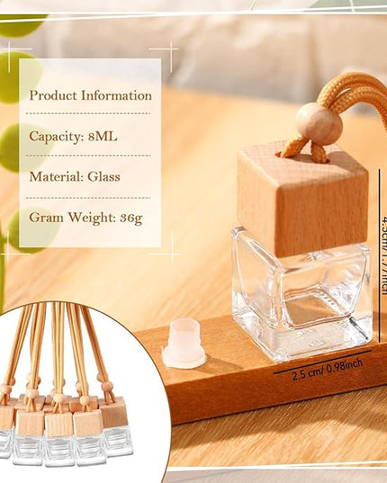 Rtteri 50 Pcs Car Air Fresheners Diffuser for Essential Oil Empty Hanging Bottle Glass Bottles Refillable Perfume Pendant Aromatherapy Fragrance Ornament Decor(Square Style)