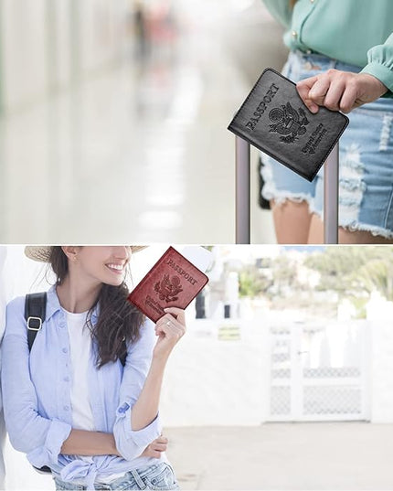 Eoehro Passport Holder for Travel Essentials-2Pack, Passport Wallet Cover Case for Travel Must Haves Accessories,Passport Book Holders for Women and Men