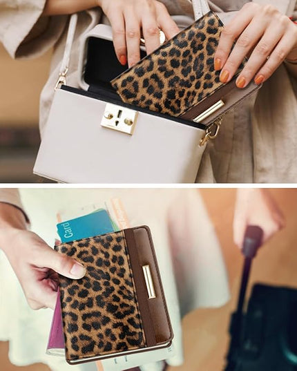 Passport Holder Cover Travel RFID Blocking Passport Cover Rose Gold Cute Flowers Passport Wallet with Elastic Band for Women