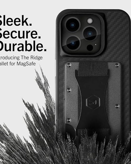 Ridge Wallets for Men Compatible with Magsafe - Slim Minimalist Compact Wallet and Card Holder, RFID Protected Front Pocket Wallets for Men with Integrated Cash Strap (Carbon Fiber 3K)