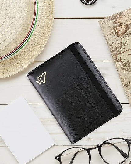 WALNEW Passport Holder for Travel, RFID Passport Cover Wallet for Women Men, PU Leather Passport Book Card Holder Case with Pen, Travelling Essentials for Flying